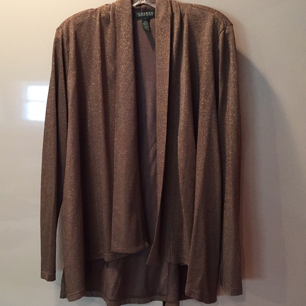 Lauren Gold shawl collared sweater